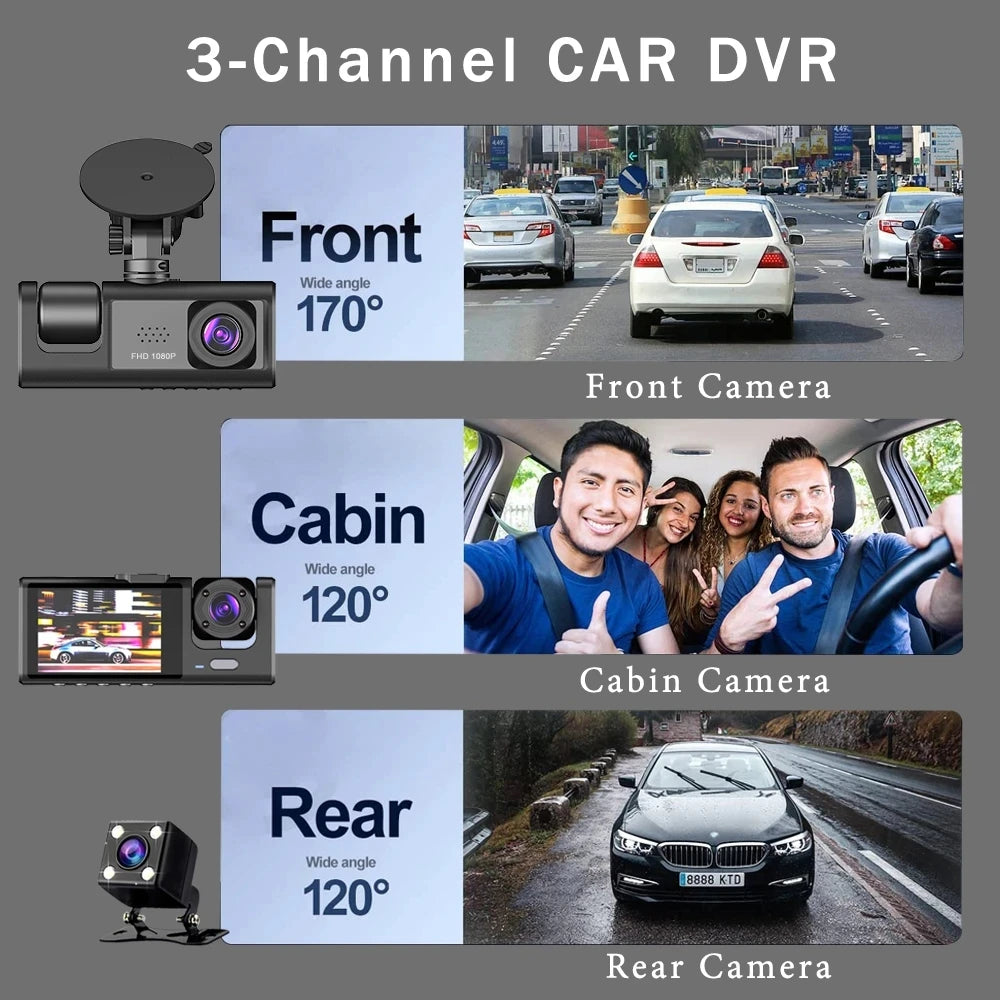 🚖 3-Lens Dash Camera