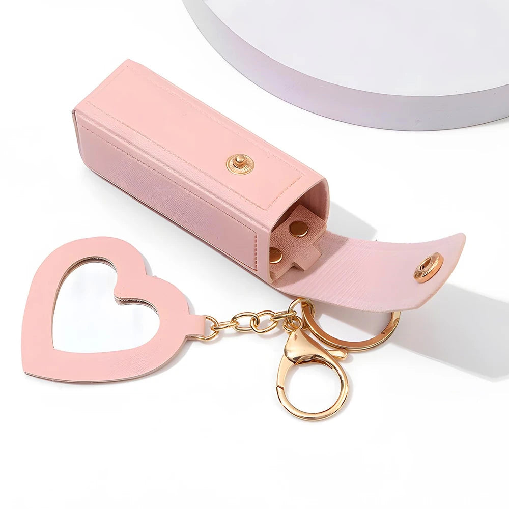 Lipstick Holder Keychain with Mirror