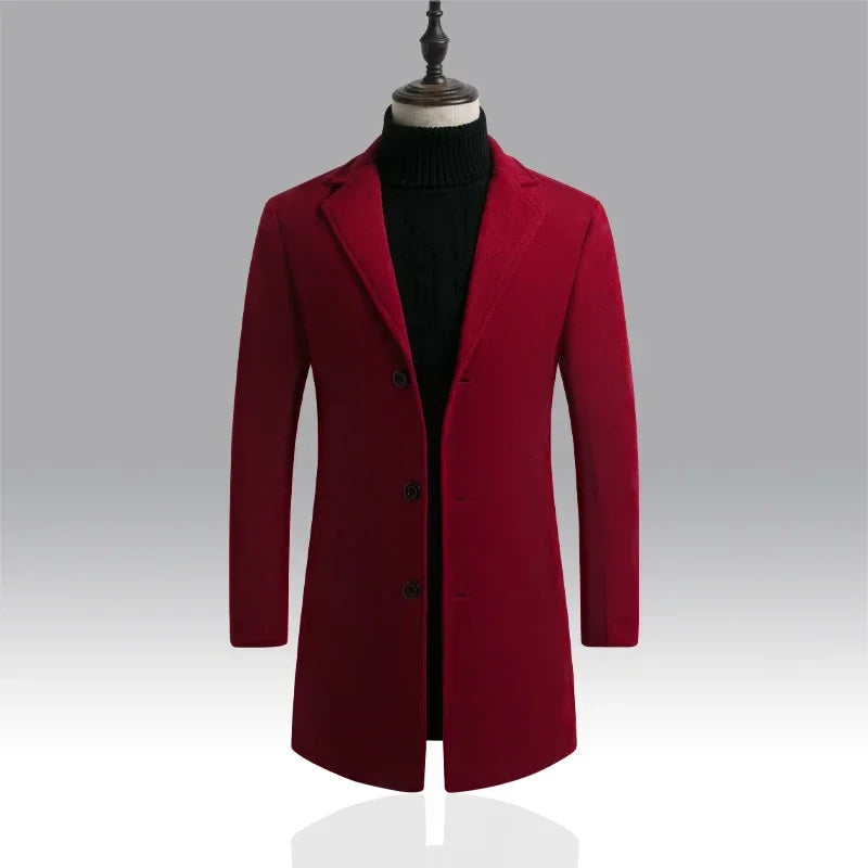 Men's Wool Blend Long Overcoat