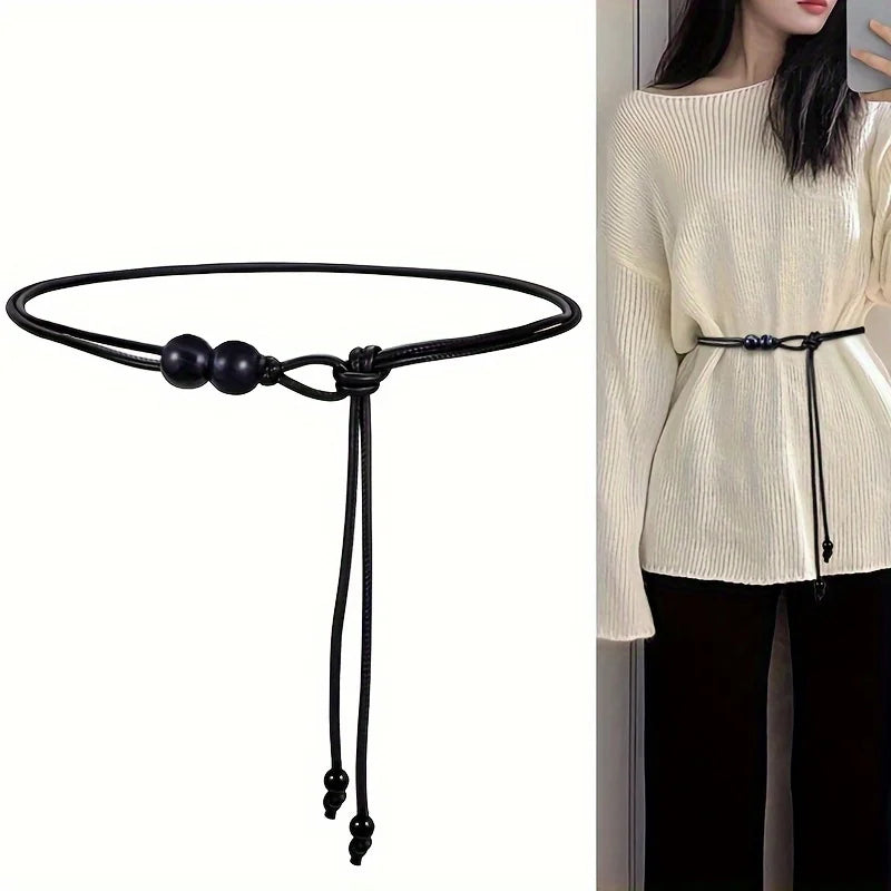 Women's Brown Beaded Waist Belt