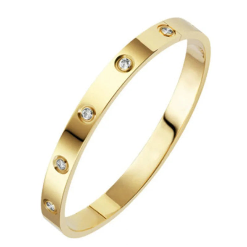 💎 Stainless Steel Rhinestone Bangle Bracelet