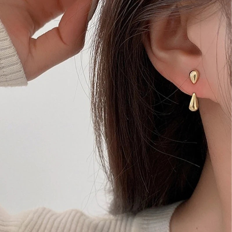 2-in-1 Geometric Oval Stud Earrings