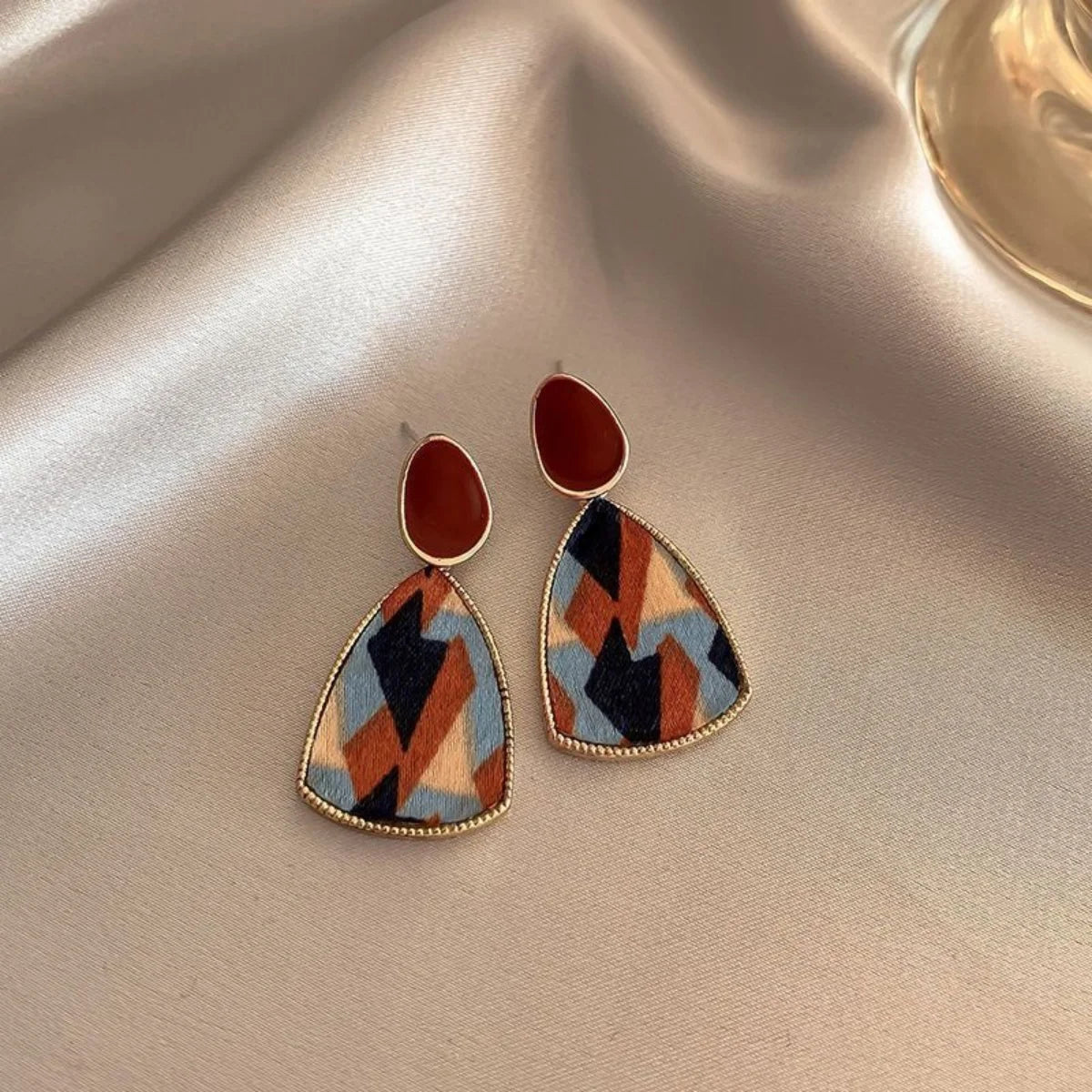 Red Enamel Pearl Drop Earrings