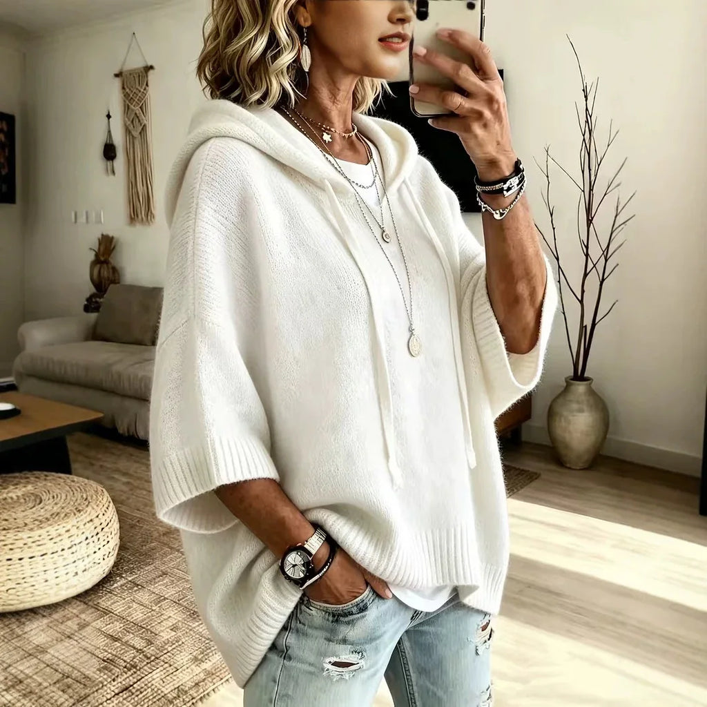 Hooded Batwing Knit Sweater