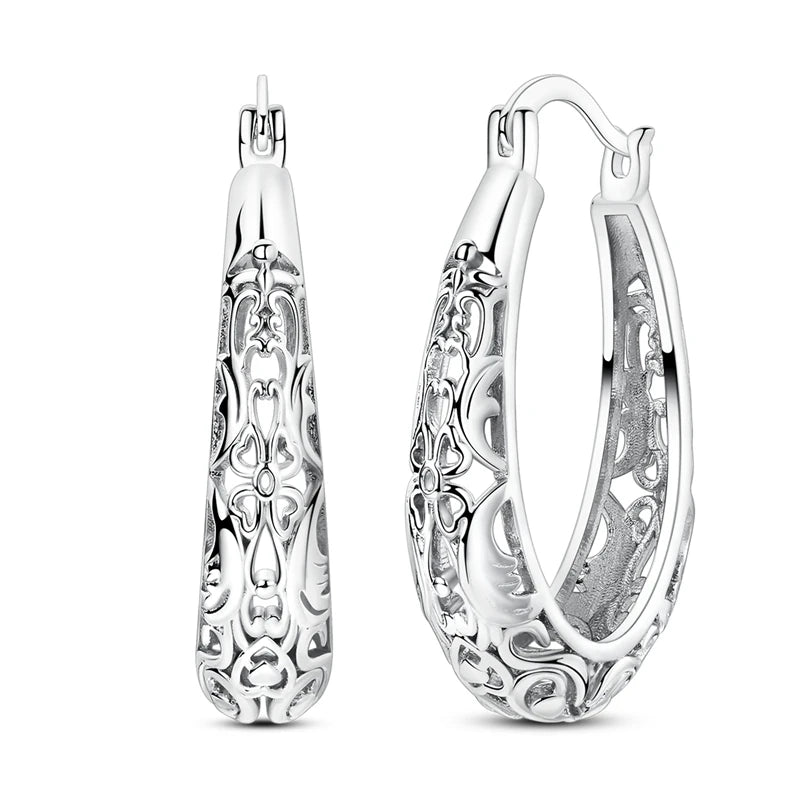 925 Silver Retro Pattern Stud Earrings
