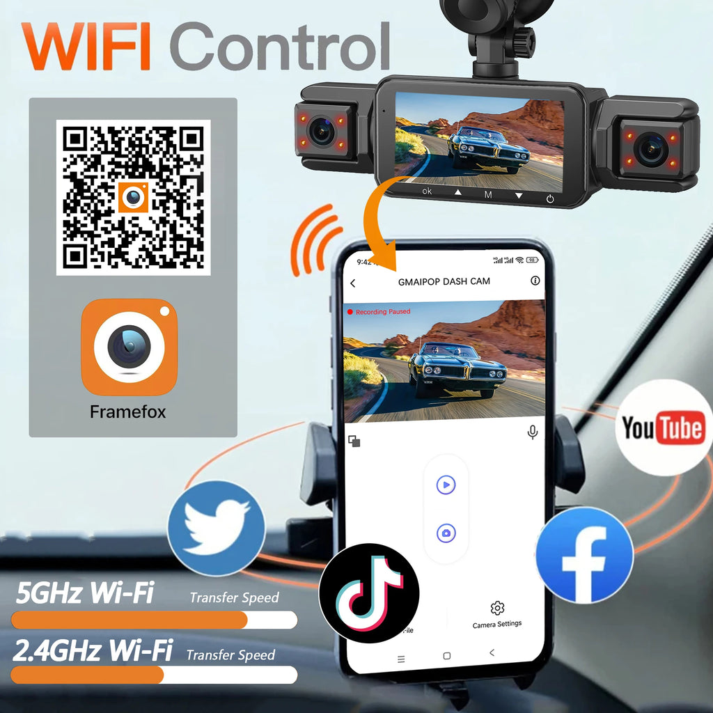 📡 4-Channel WiFi Dash Cam