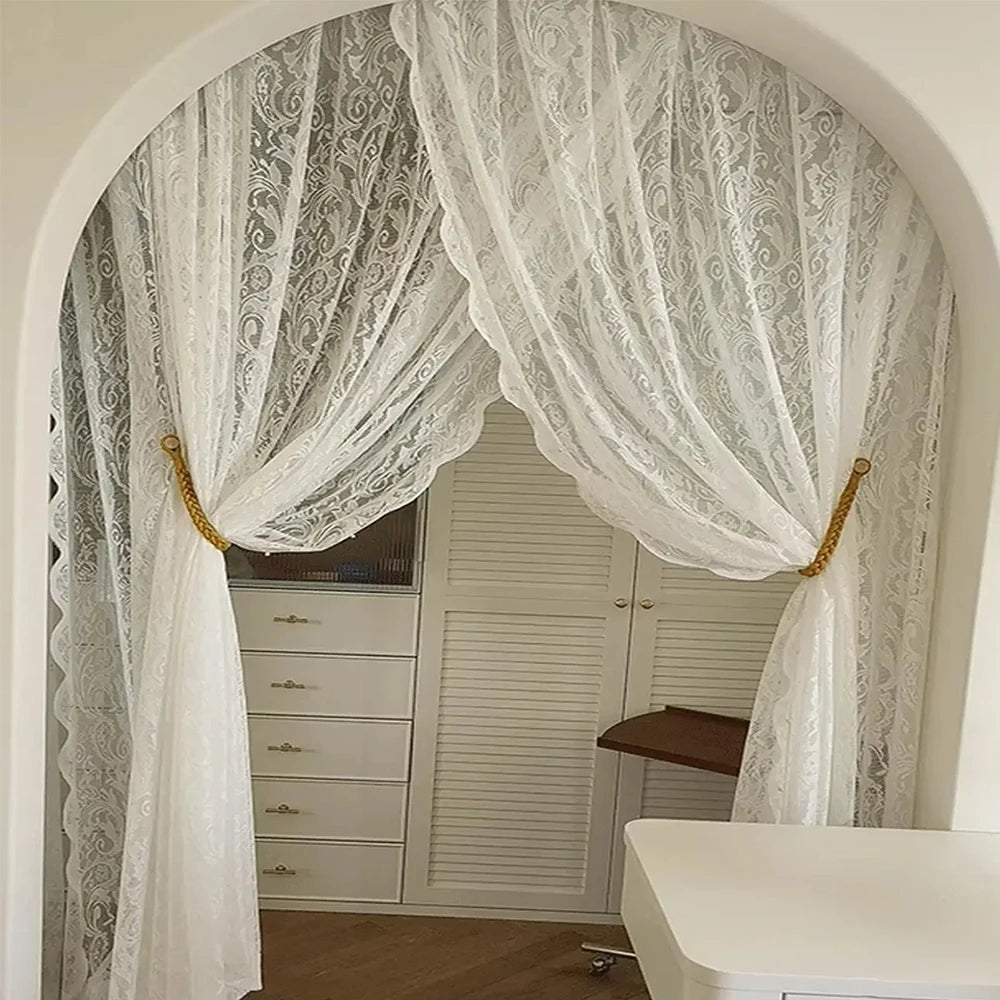 White Lace Window Curtains