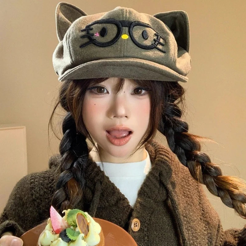 Cute Cat Ear Beret Hat
