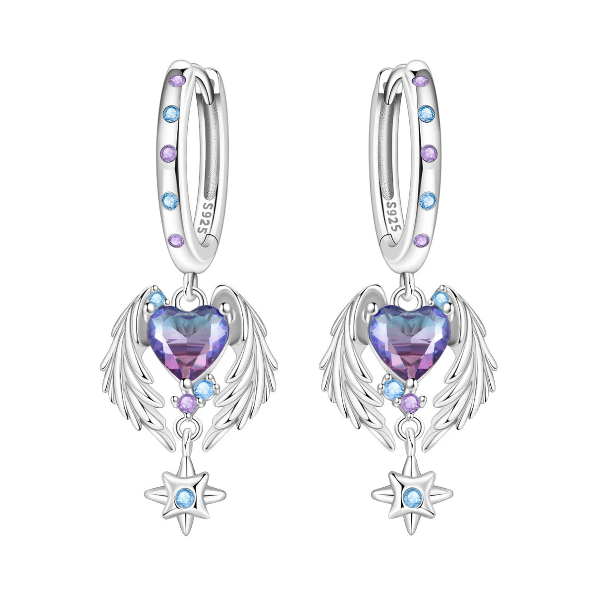 925 Silver Purple Hydrangea Earrings