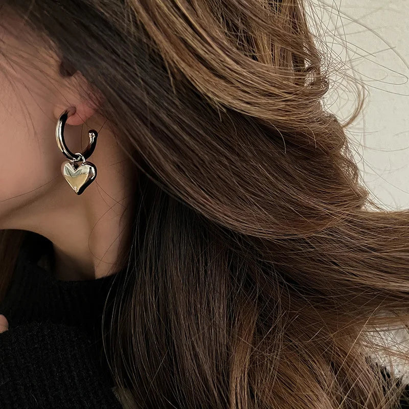 925 Silver Heart Hoop Earrings
