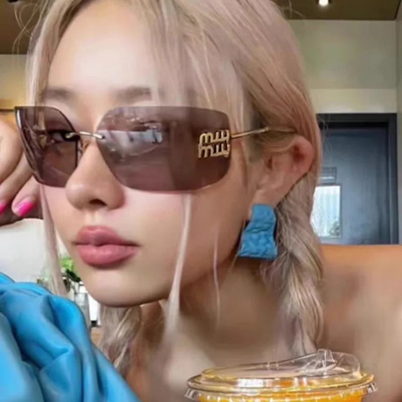 Retro Rimless Metal Sunglasses
