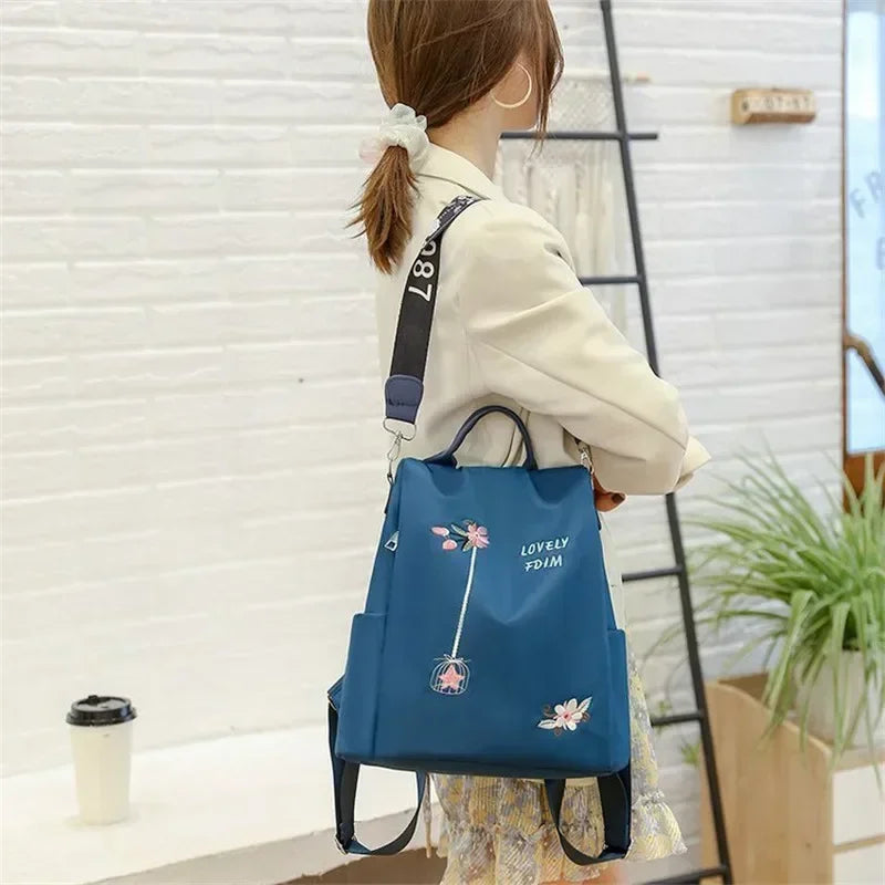 Embroidered Anti-Theft Women's Backpack