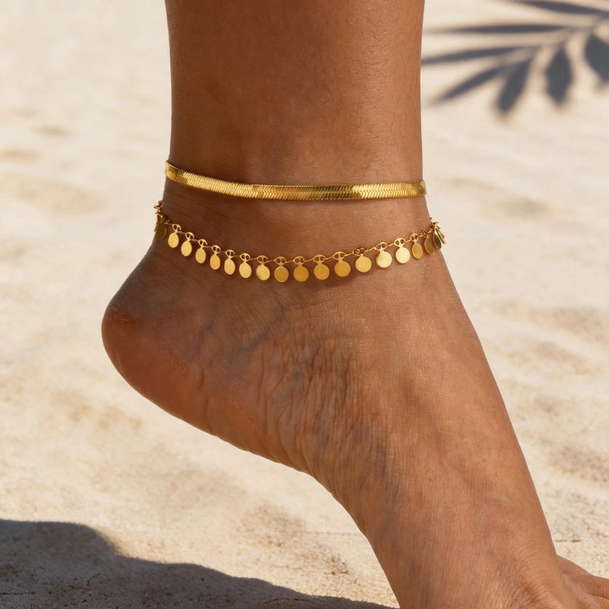 18K Gold Plated Snake Chain Anklet Set