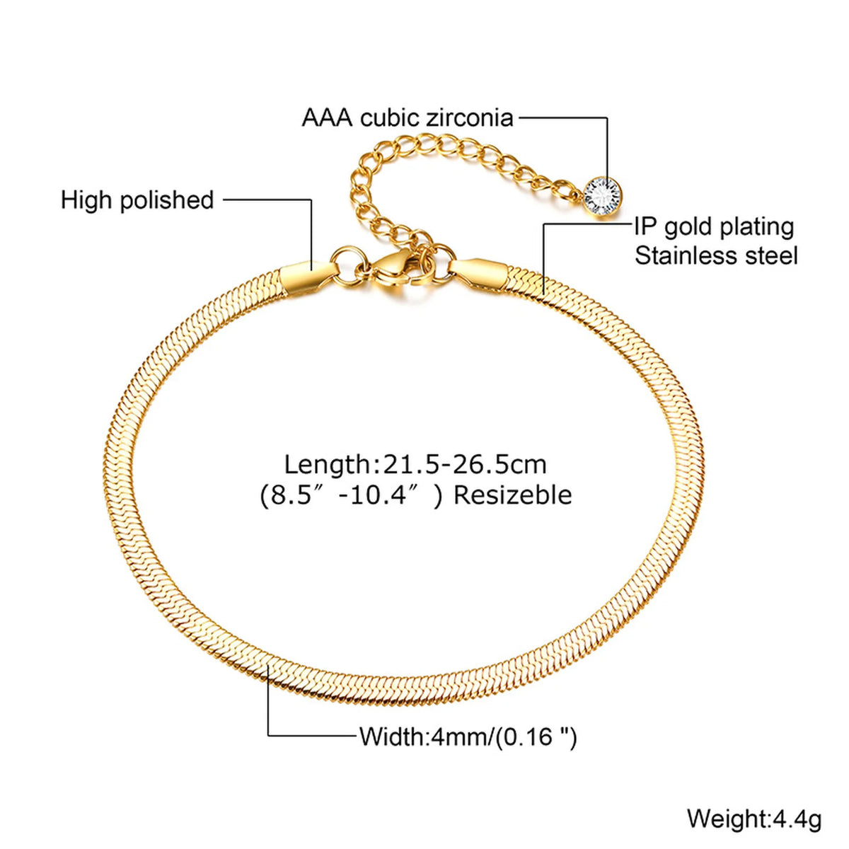 18K Gold Plated Snake Chain Anklet Set