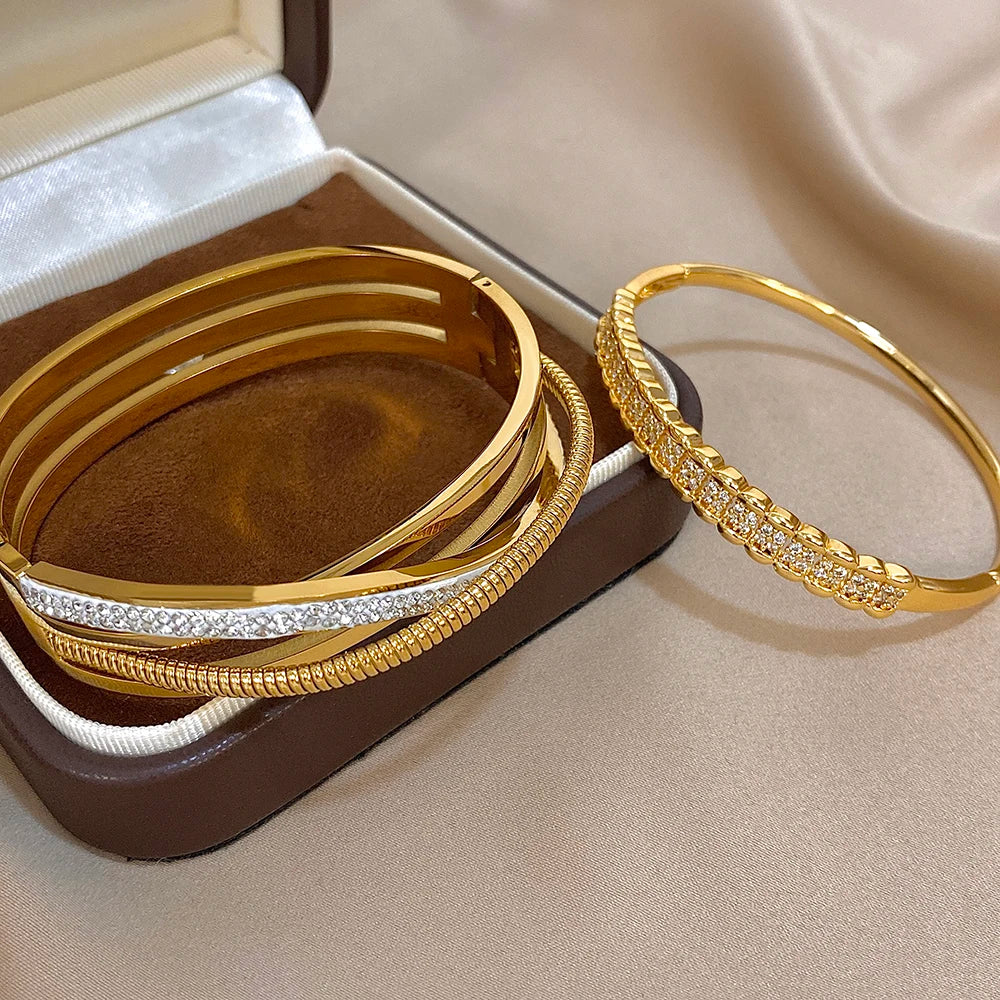 ✨ Rhinestone Open Cuff Bracelet Set
