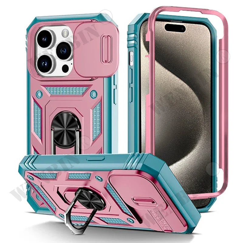 🔄 360° Rotating Kickstand Heavy Duty iPhone Case