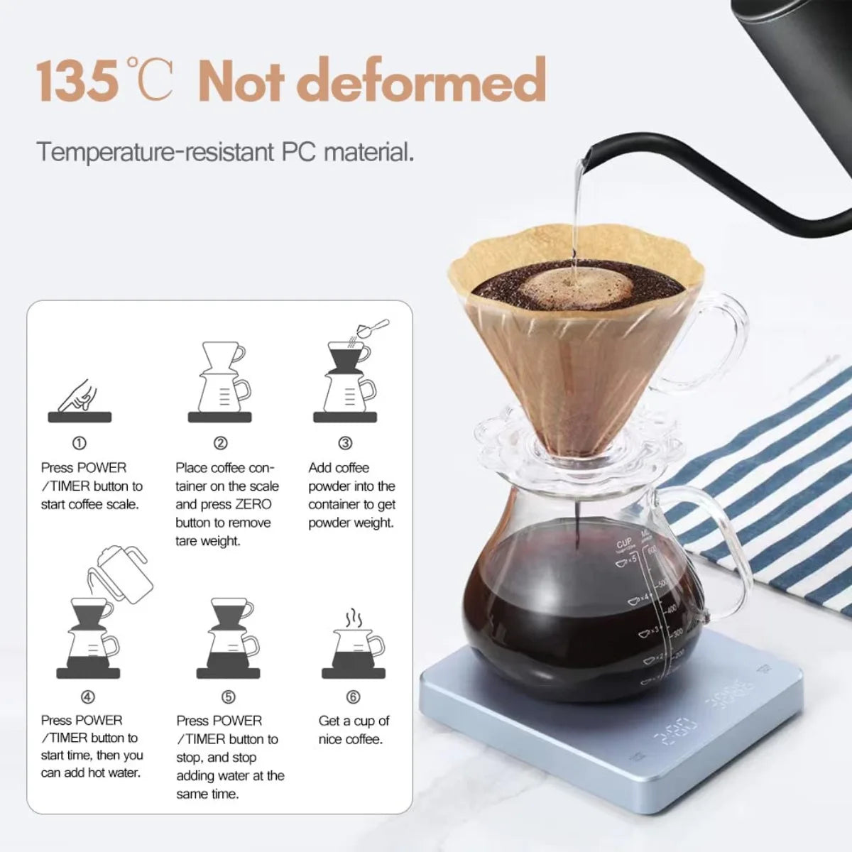 Rechargeable Coffee Scale with Timer