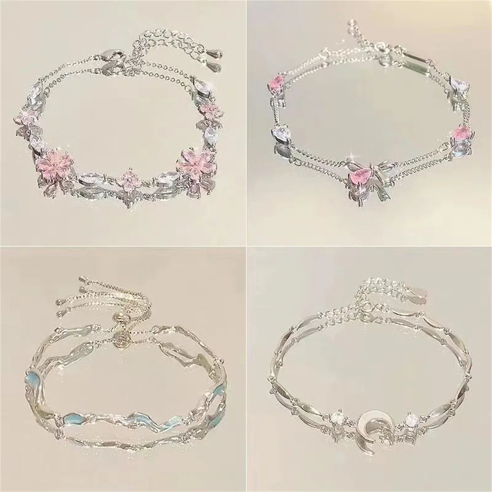 Cherry Blossom Bow Zircon Bracelet