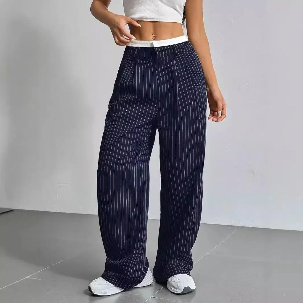 Striped High Waist Wide-Leg Pants