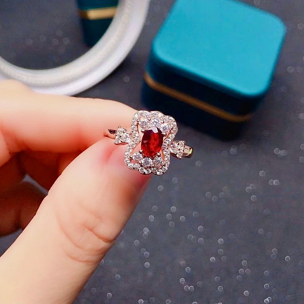 Natural Ruby Sterling Silver Ring