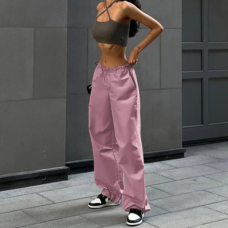 Low Waist Baggy Parachute Cargo Pants