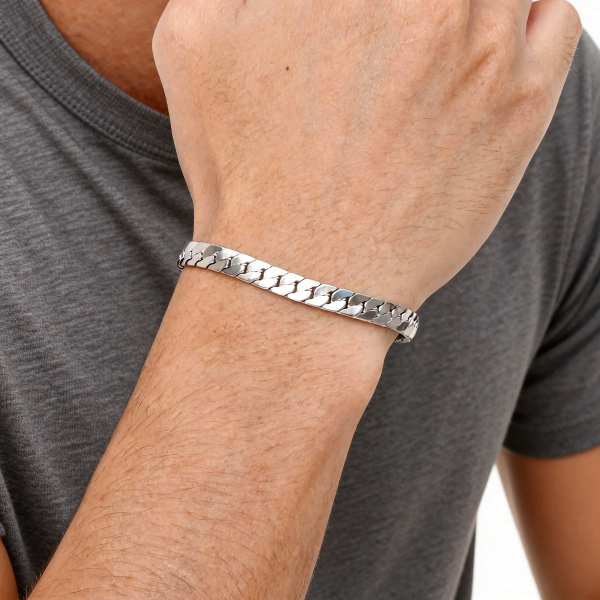 Men's Silver Stainless Steel Chain Bracelet