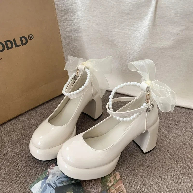 Women's Pearl Chain Platform Mary Janes