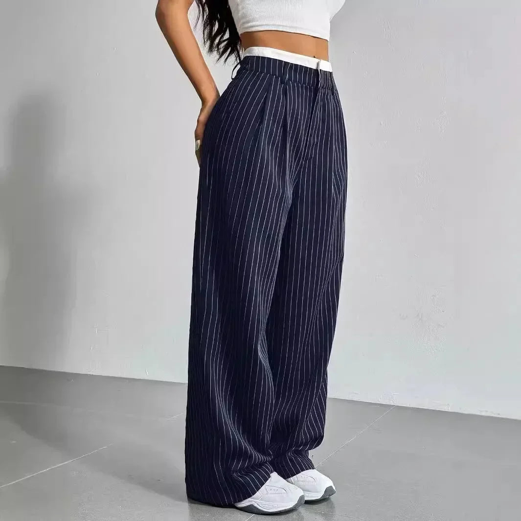 Striped High Waist Wide-Leg Pants