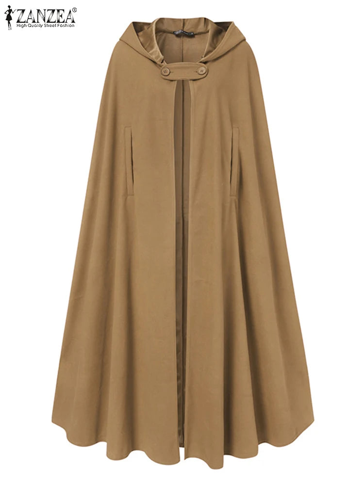 Women's Long Hooded Cape Coat