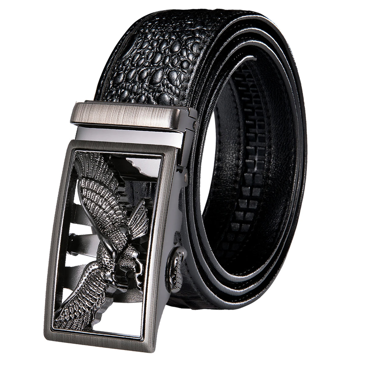 Men's Crocodile Leather Belt with Gold Buckle
