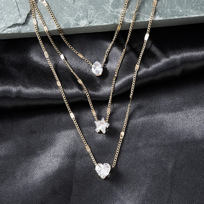✨ Zircon Multilayer Chain Choker Necklace