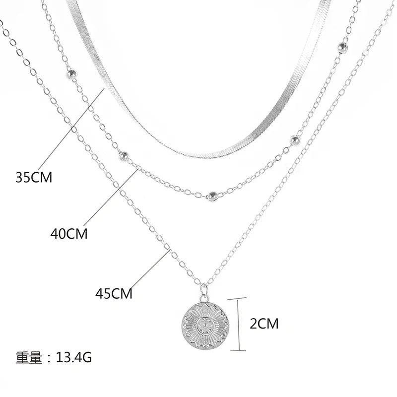 Three-Layer Sterling Silver Necklace