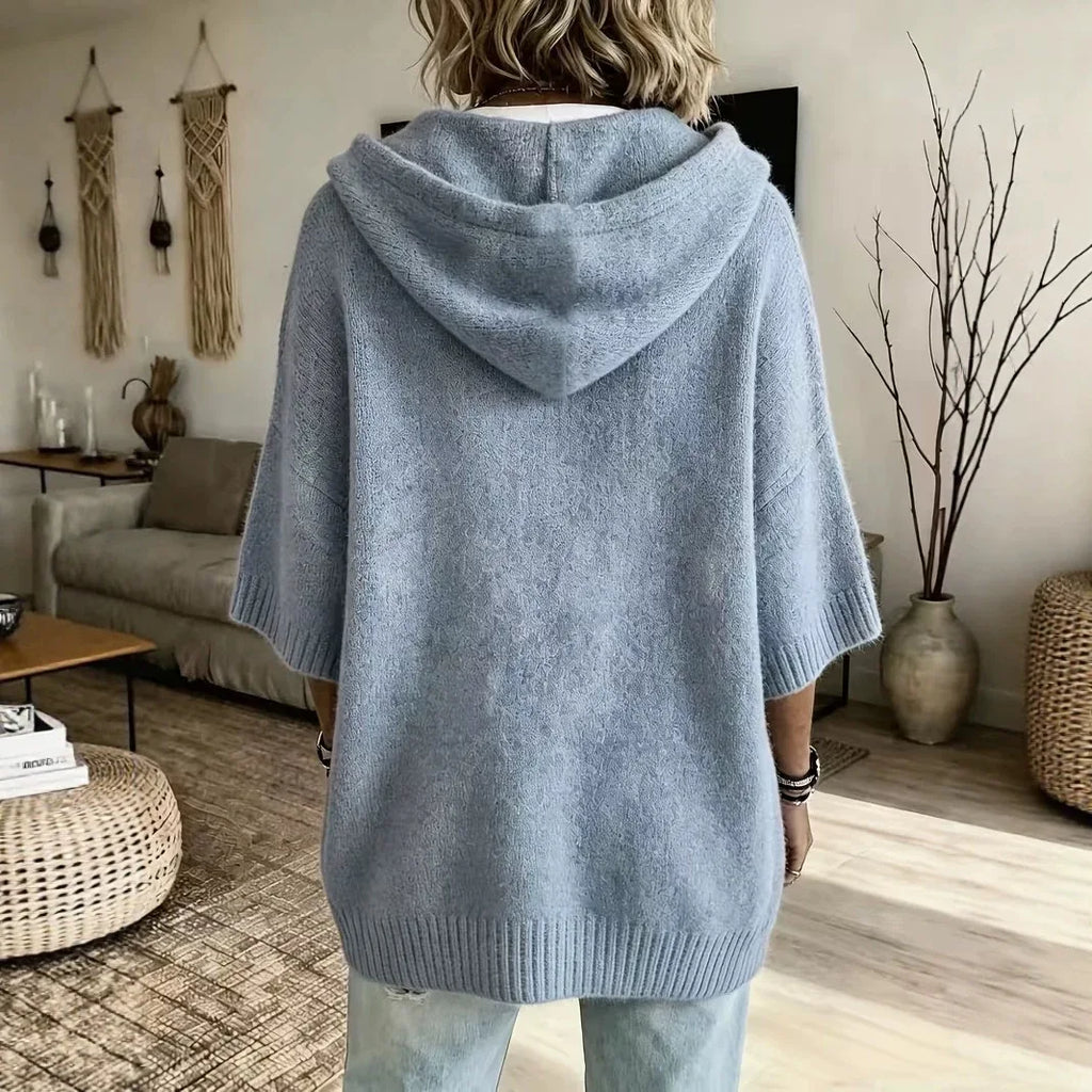 Hooded Batwing Knit Sweater