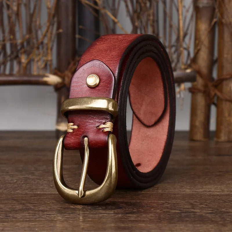 Unisex Retro Leather Denim Belt