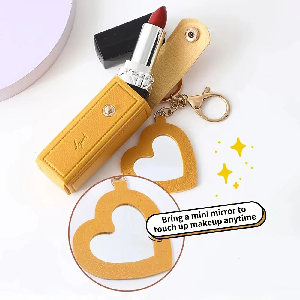 Lipstick Holder Keychain with Mirror