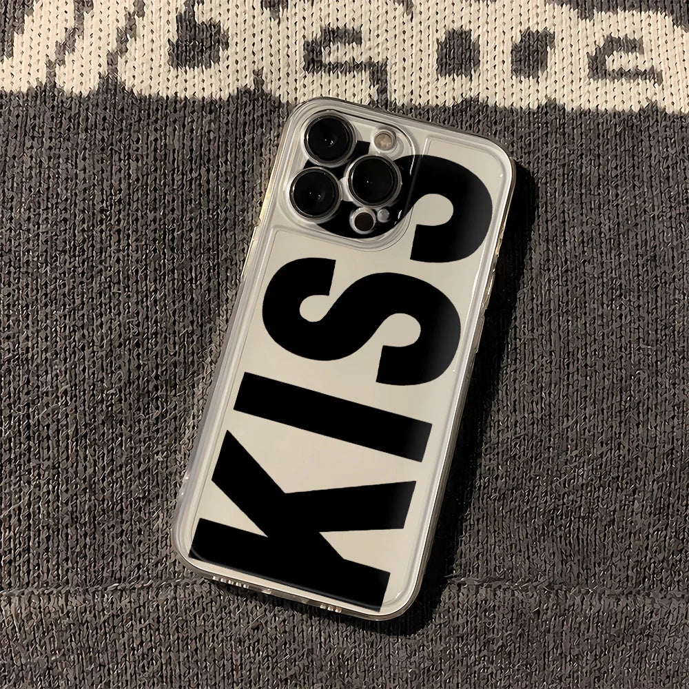 "Kiss" Text Clear iPhone Case