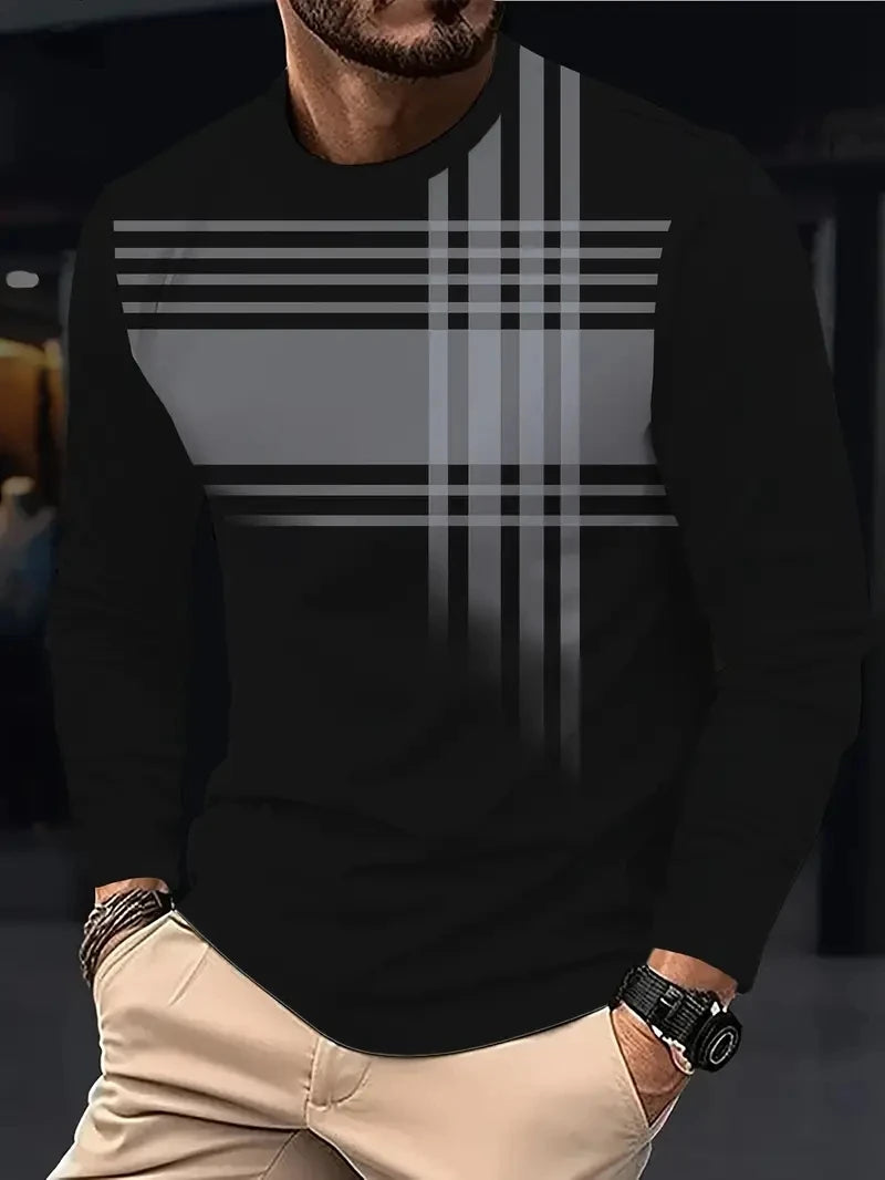 Men's Oversized Striped Long Sleeve Tee