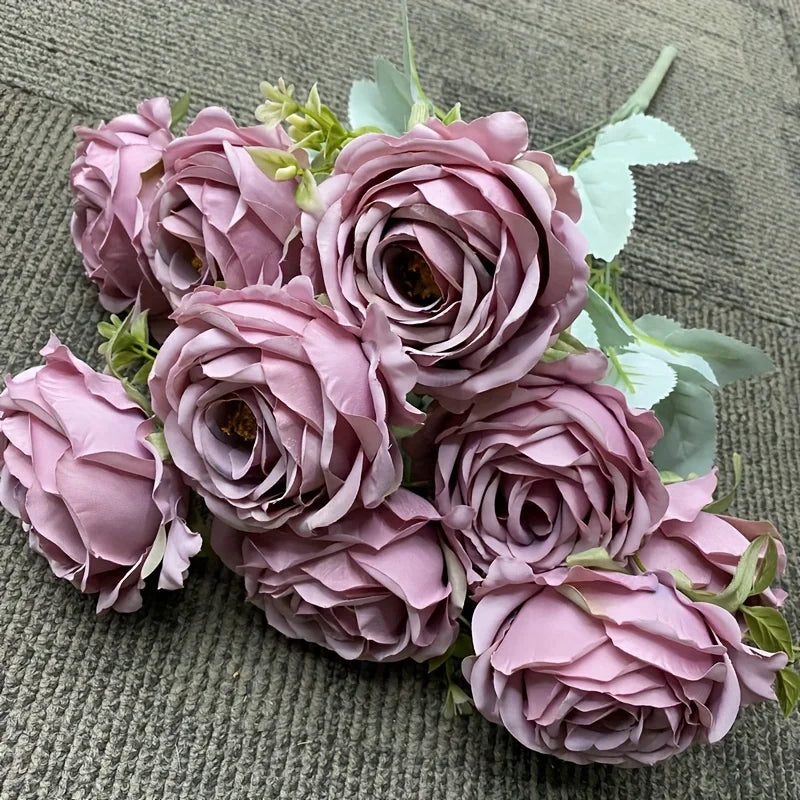 9-Head Artificial Rose Bouquet