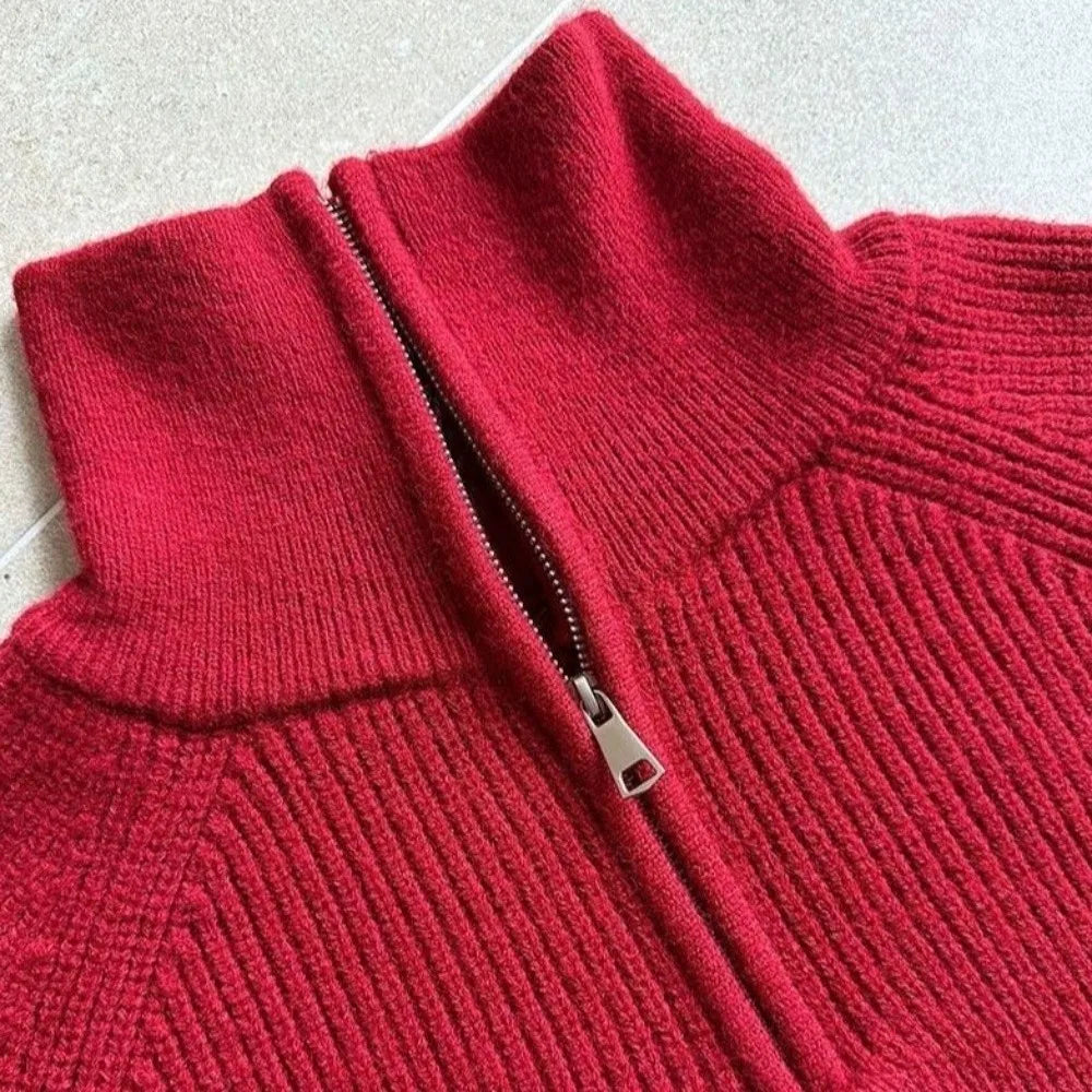 Half-Zip Cropped Waffle Knit Sweater