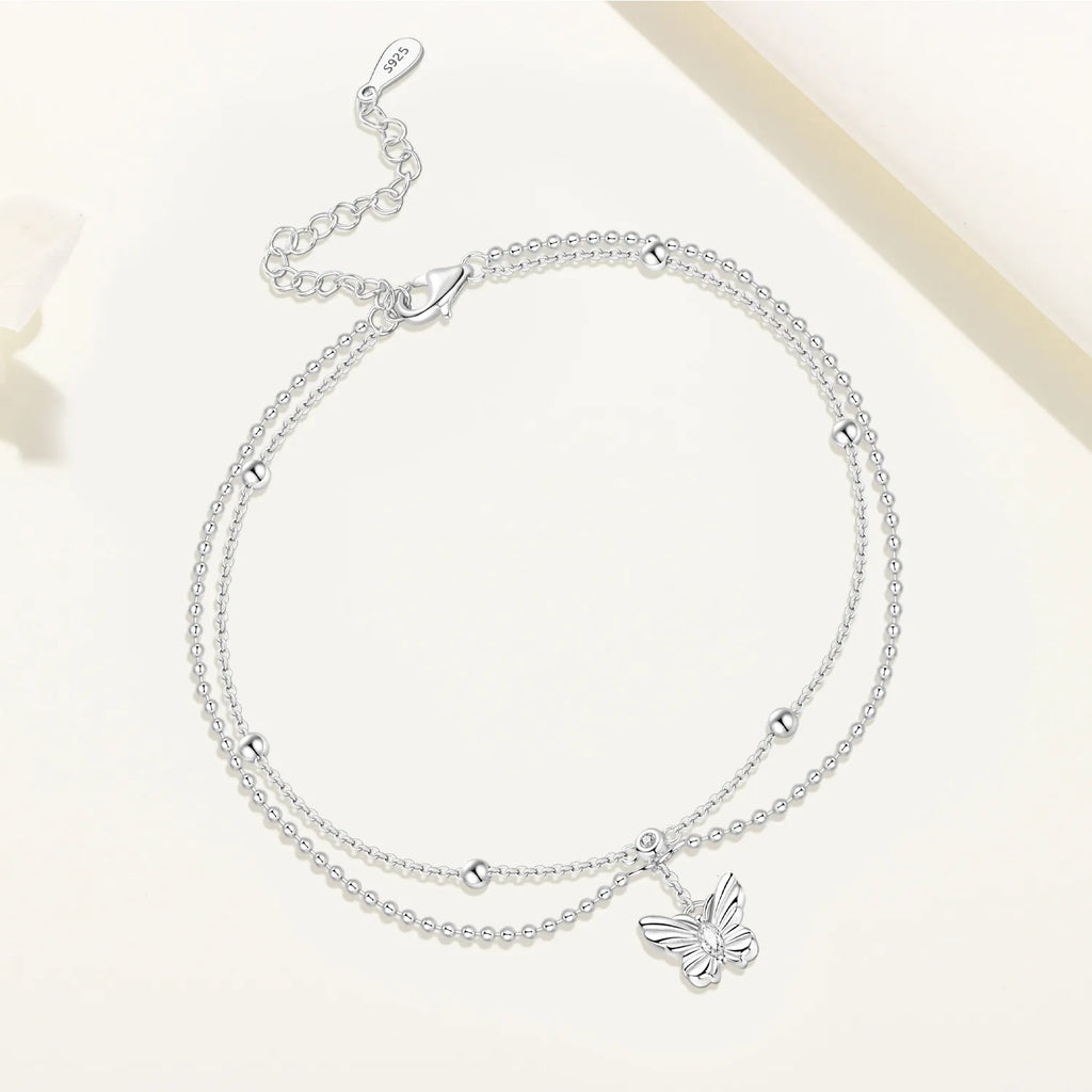 925 Silver Butterfly Chain Anklet