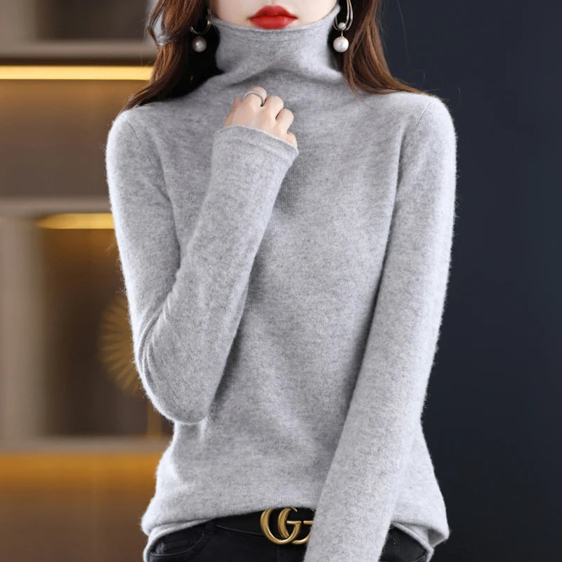 100% Merino Wool Mock Neck Sweater