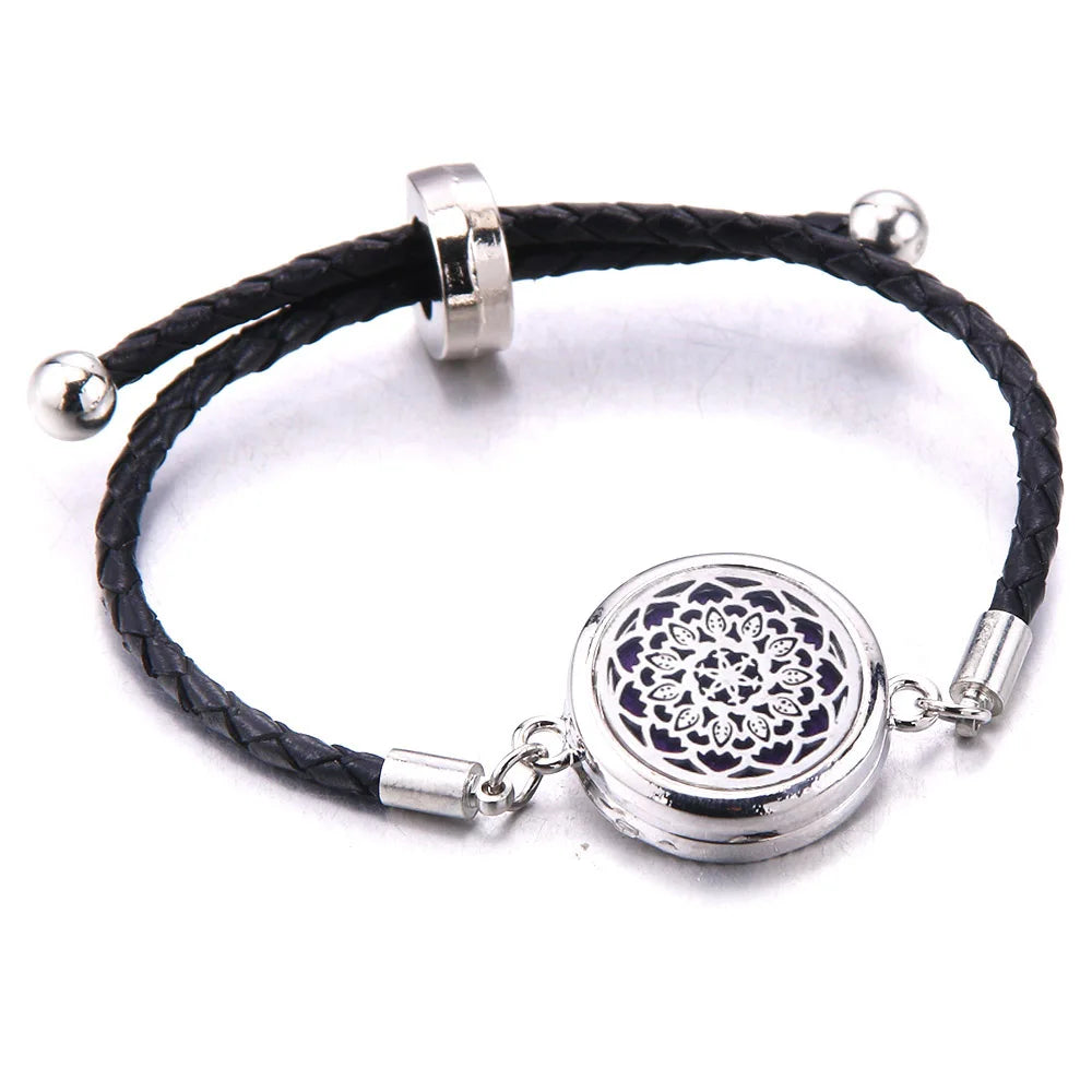 Aromatherapy Locket Leather Bracelet