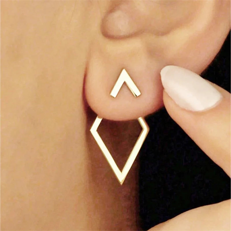 2-in-1 Hollow Rhombus Stud Earrings