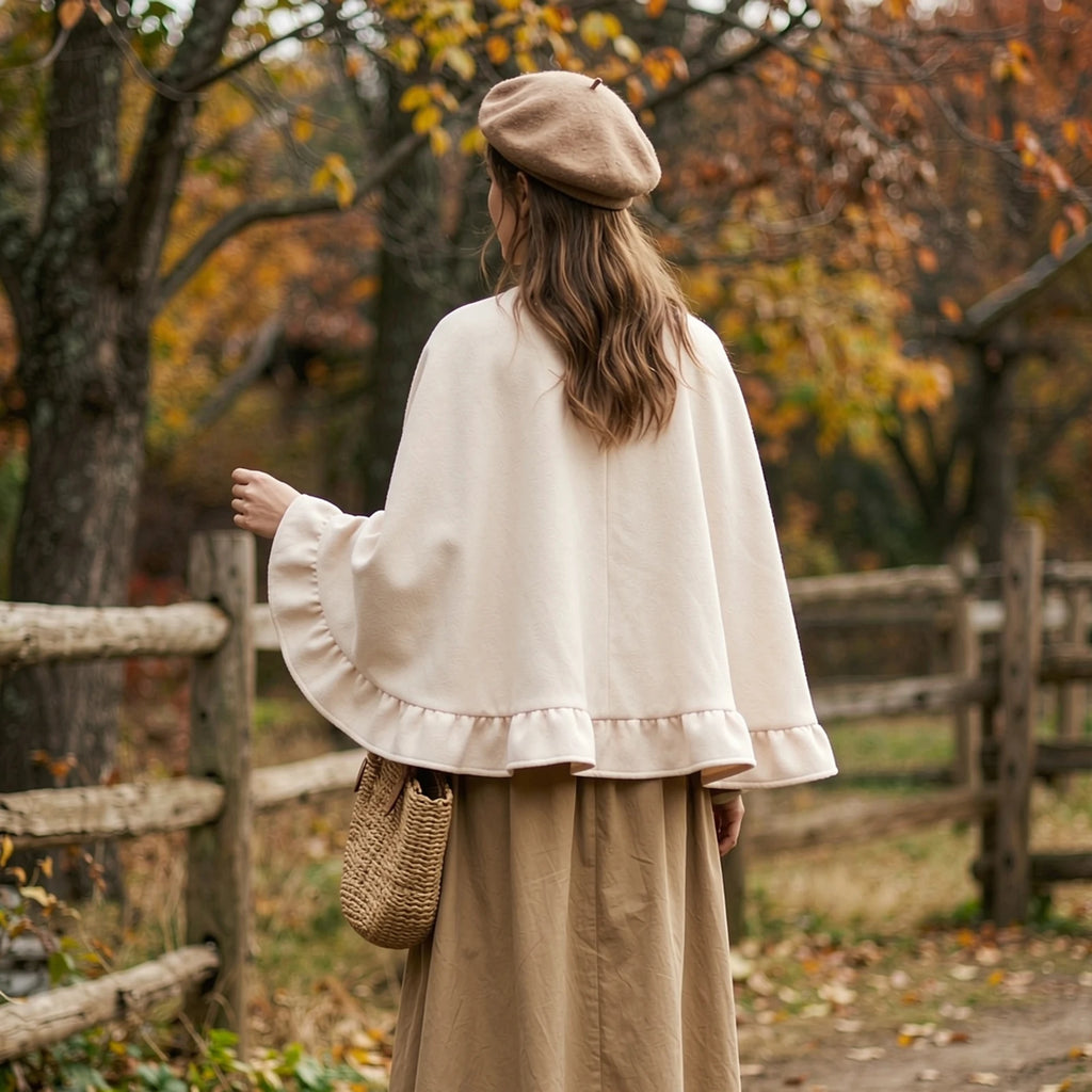 معطف بونشو نسائي بطرف كشكش