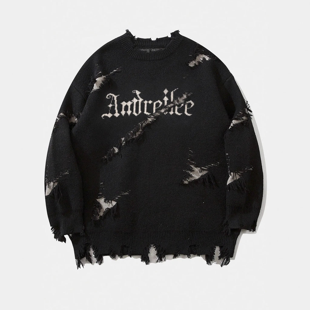 Men's Distressed Knit Sweater