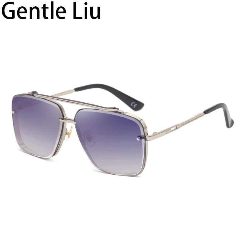 Men's Oversized Rimless Square Sunglasses