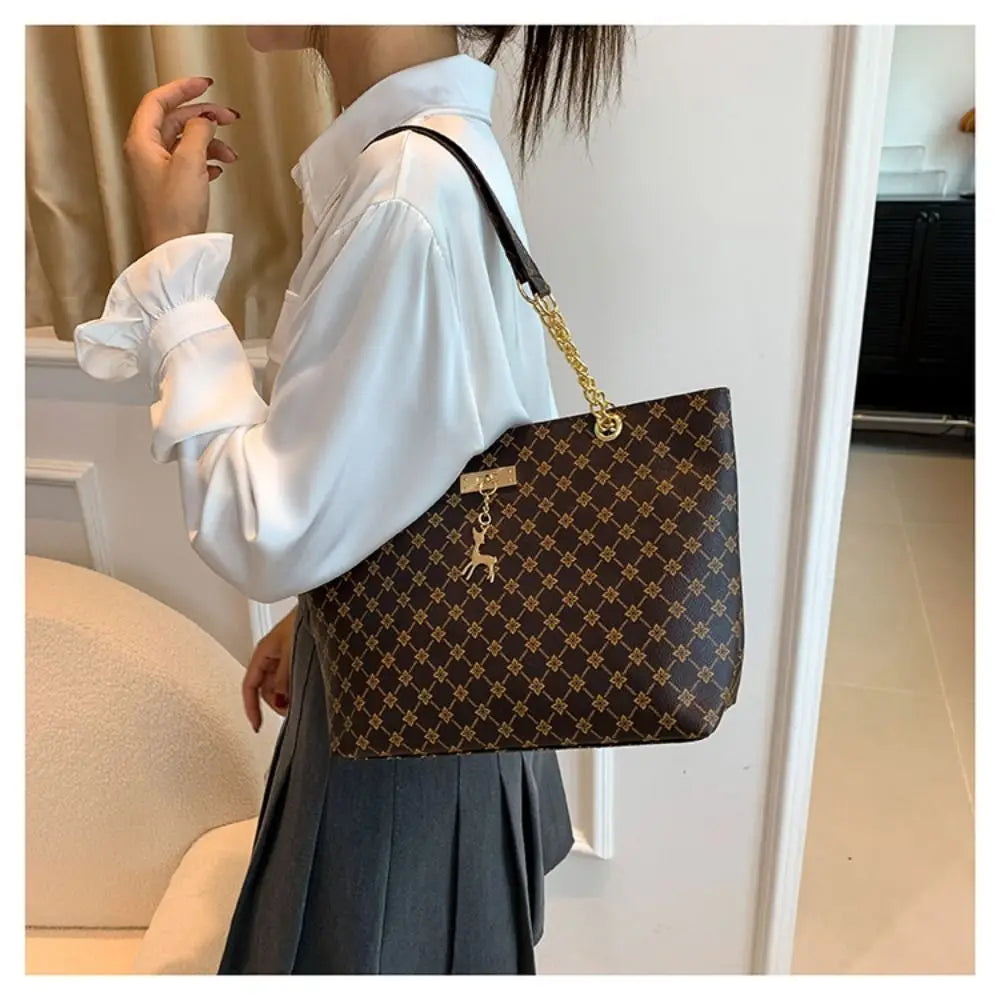 Printed PU Leather Tote Bag