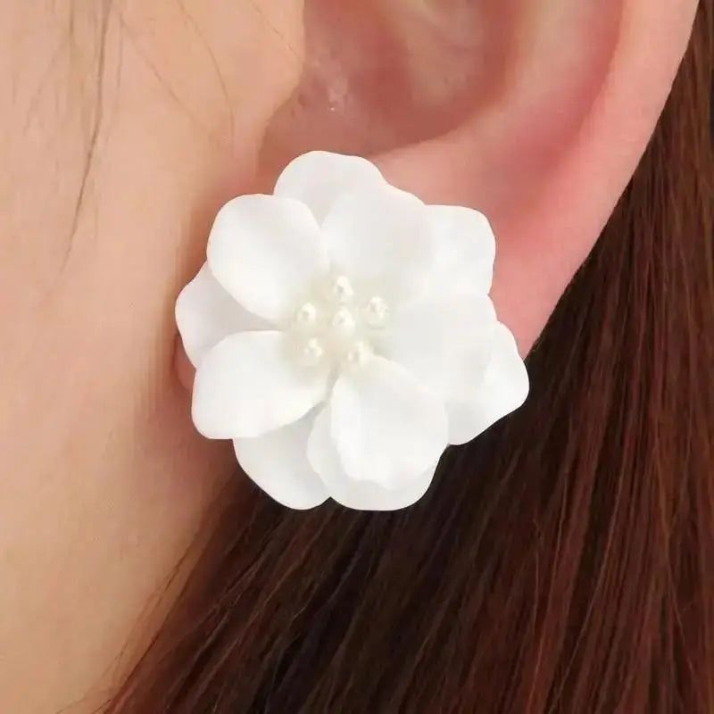 Colorful Enamel Big Flower Earrings