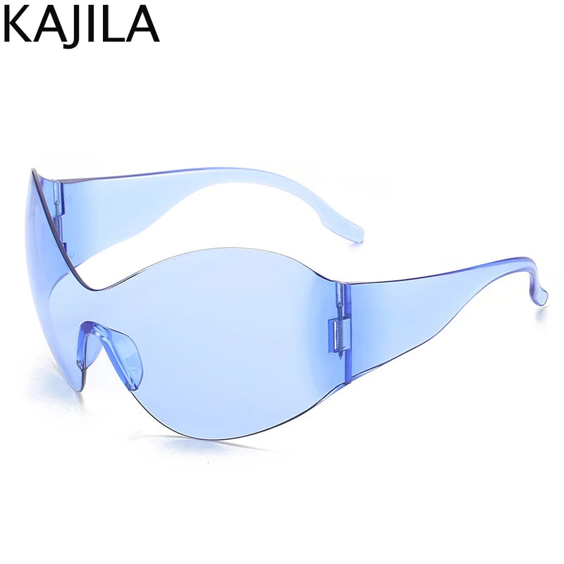 Oversized Rimless Shield Sunglasses