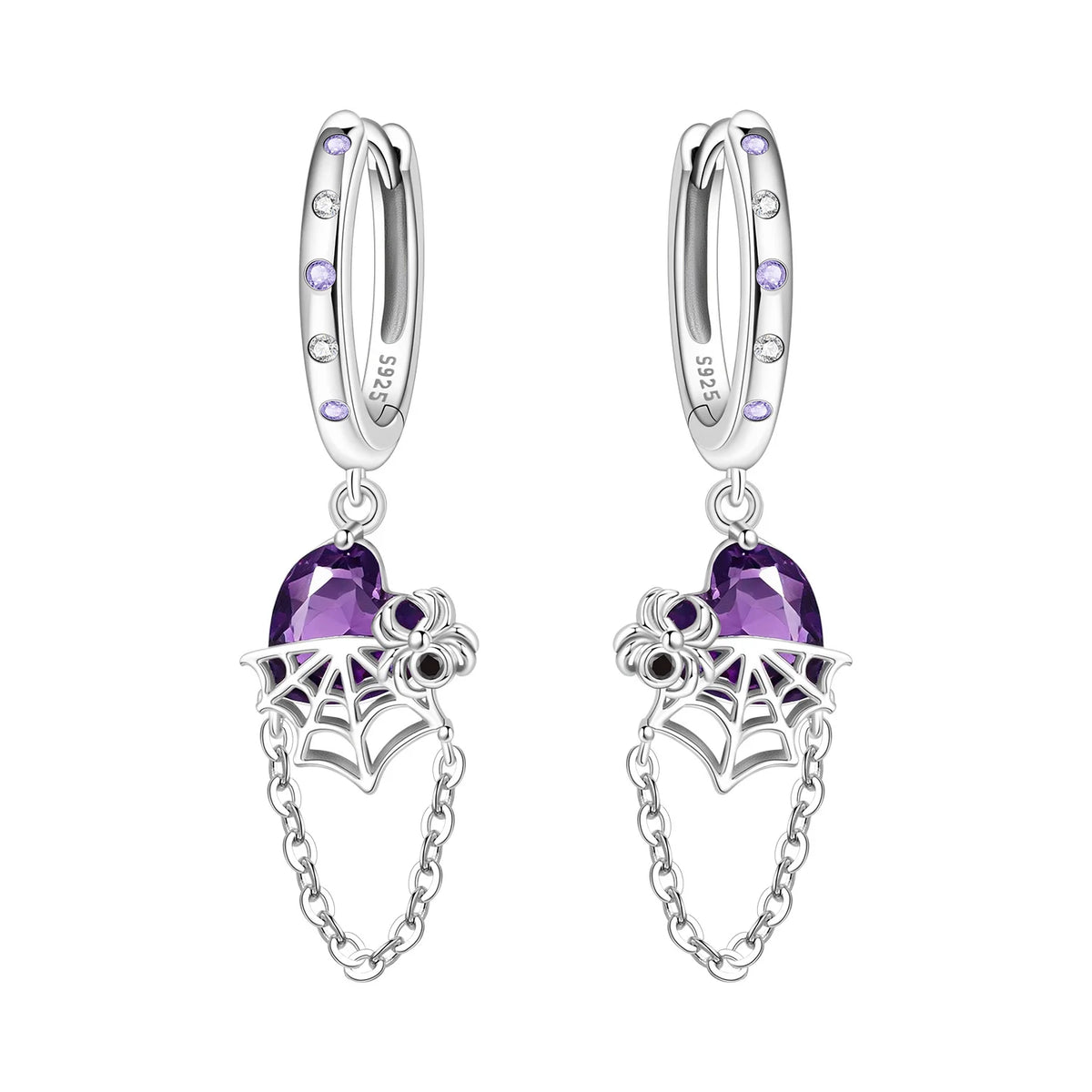 925 Silver Purple Hydrangea Earrings